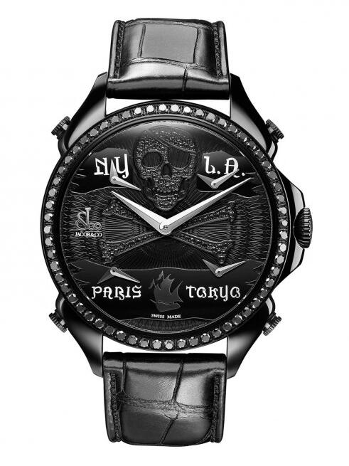 Buy Jacob & Co Palatial Five Time Zone black dial replica watch
